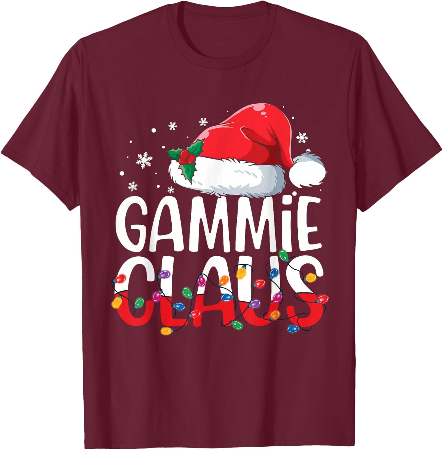 Gammie Claus Family Matching Christmas Pajamas Santa Hat T-Shirt - T-Shirt | Maroon