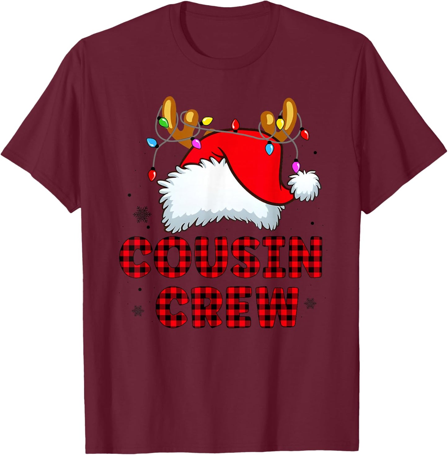 Cousin Crew Christmas 2025 Family Matching Santa Elf Xmas T-Shirt - T-Shirt | Maroon
