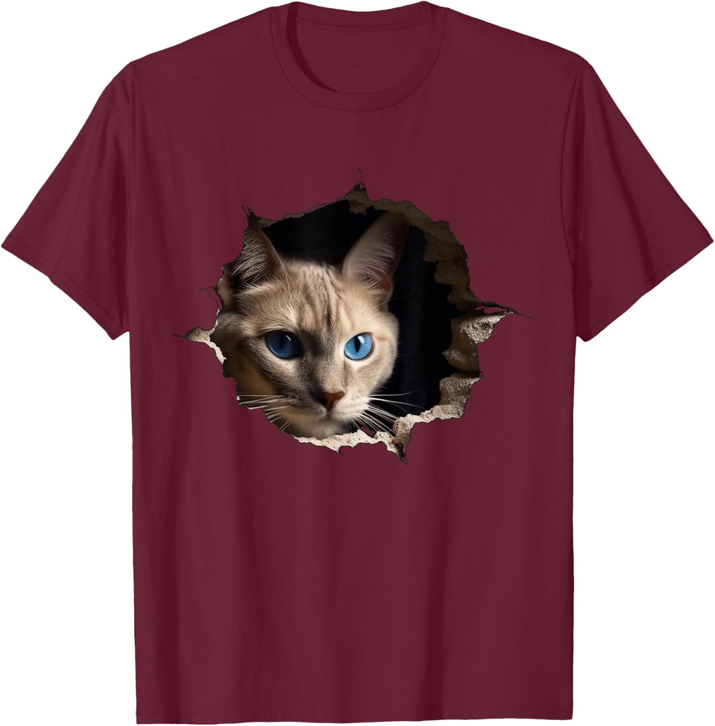 @n!mal Katze Wand Tiere Katzenmotiv Tier Katze Schwarz -Erwachsene und Kinder Klein T-Shirt - T-Shirt | Maroon
