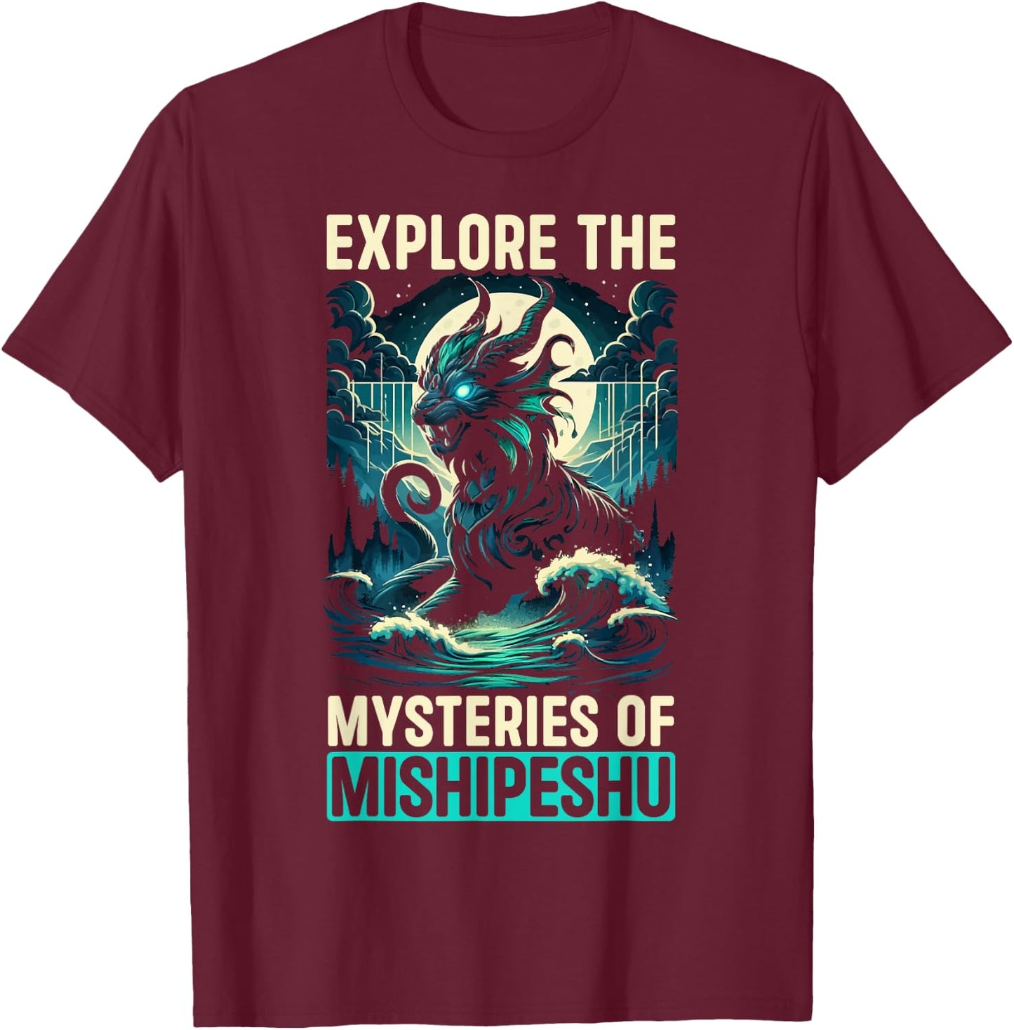 Mishipeshu Mythical Creature Cryptozoology Cryptid T-Shirt - T-Shirt | Maroon