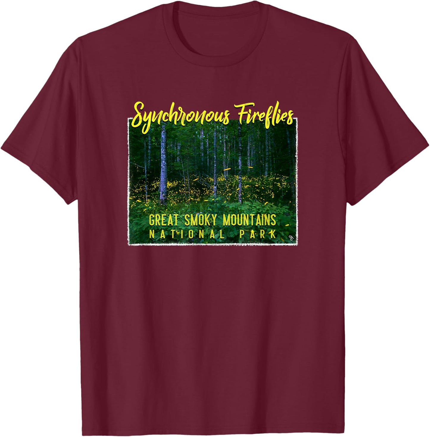 Great Smoky Mountains National Park Synchronous Fireflies T-Shirt - T-Shirt | Maroon