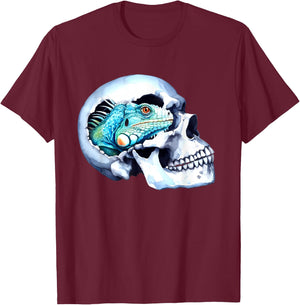 Iguana Skull Pet Lizard Reptile Skull Lovers Design T-Shirt - T-Shirt | Maroon
