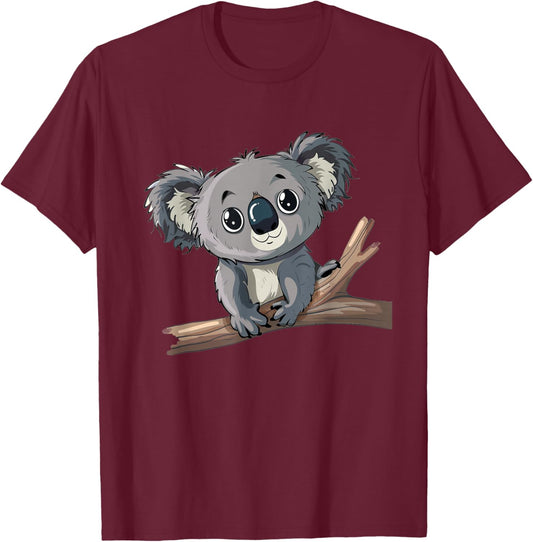 Boys Girls Funny Koala Face Costume , black T-Shirt - T-Shirt | Maroon