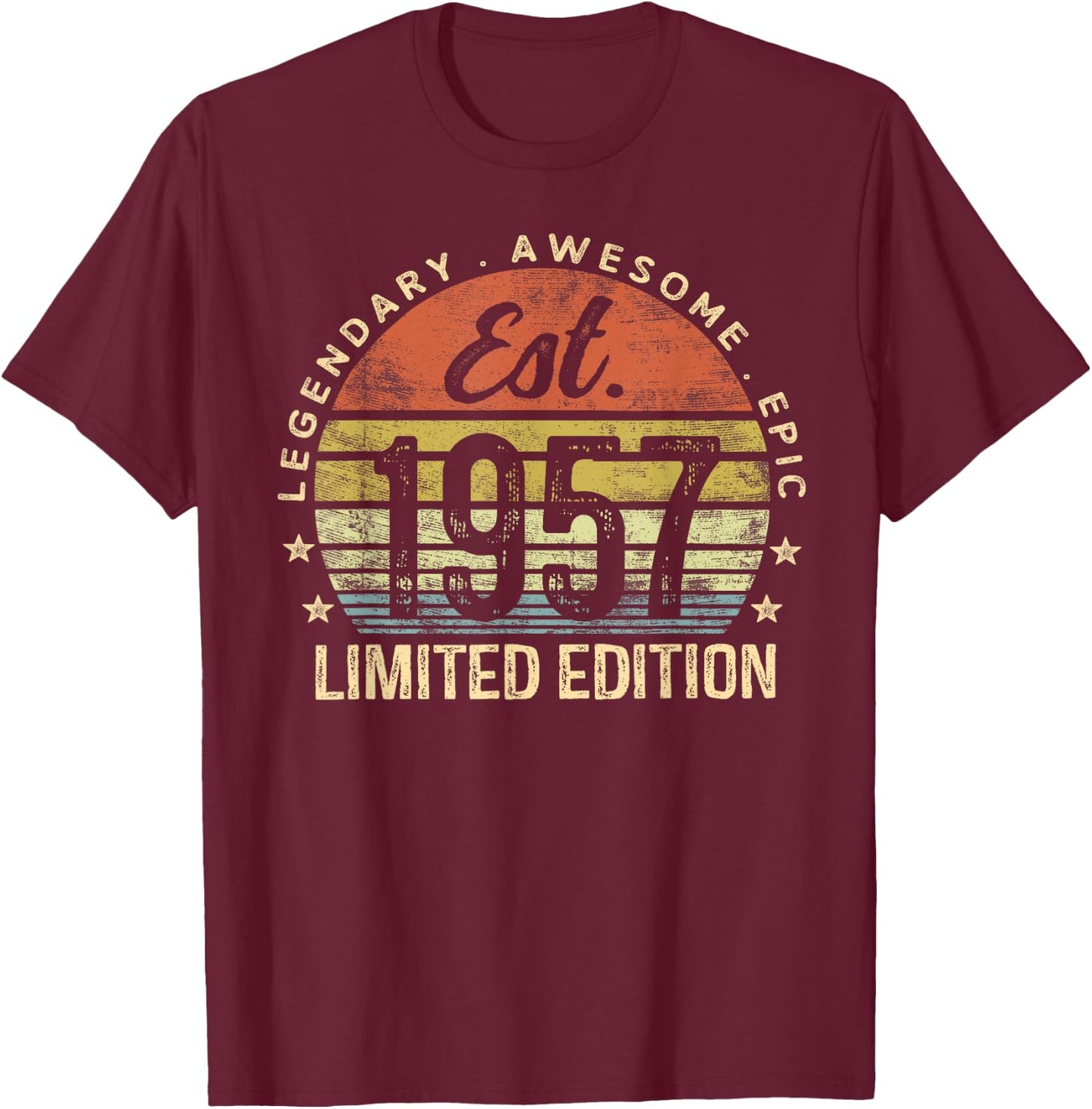 Est 1957 Limited Edition 68th Birthday Gifts 68 Year Old T-Shirt - T-Shirt | Maroon