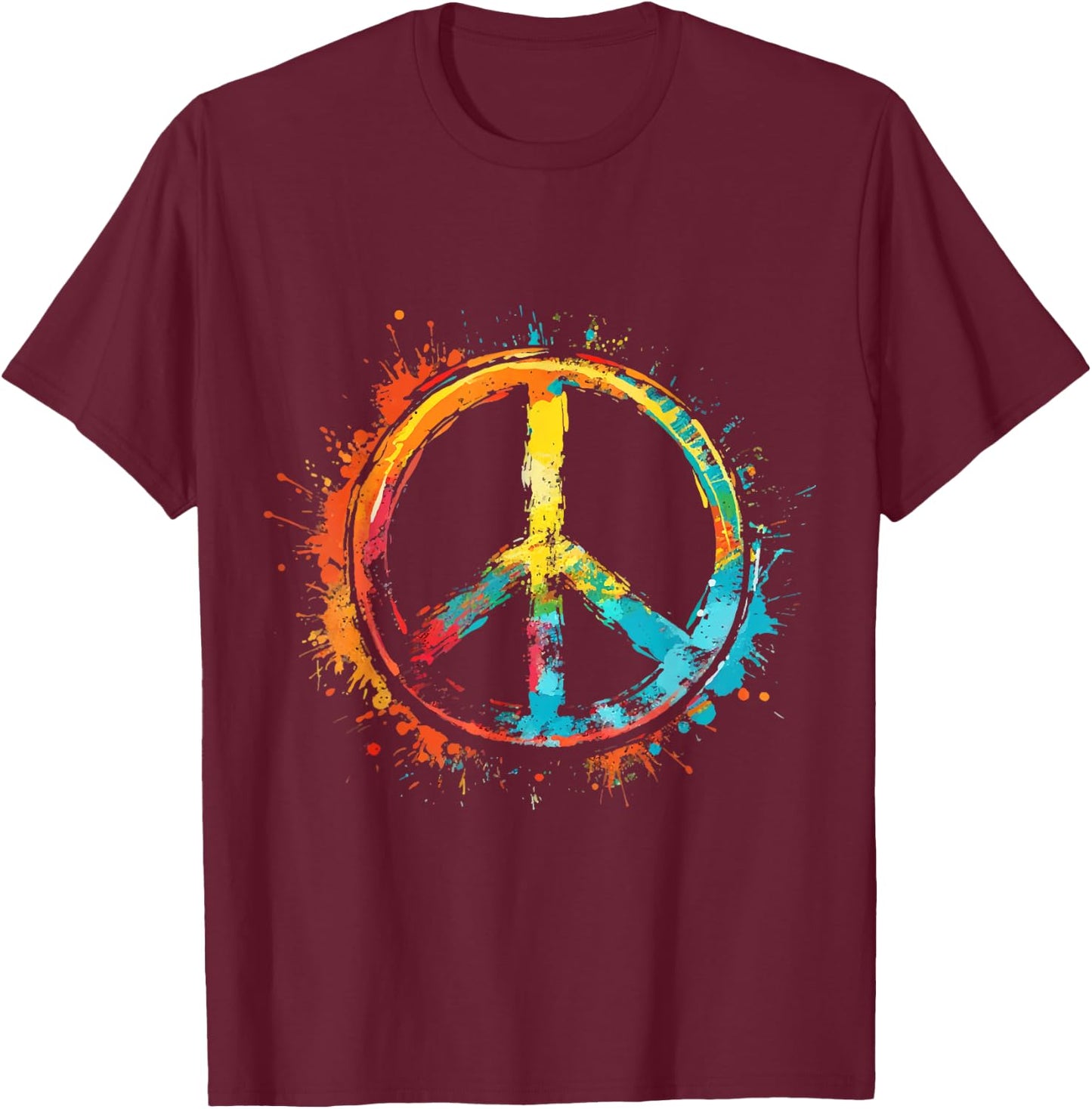 Peace Love Hippie Costume Peace Symbol 60s 70s , Black, S T-Shirt - T-Shirt | Maroon