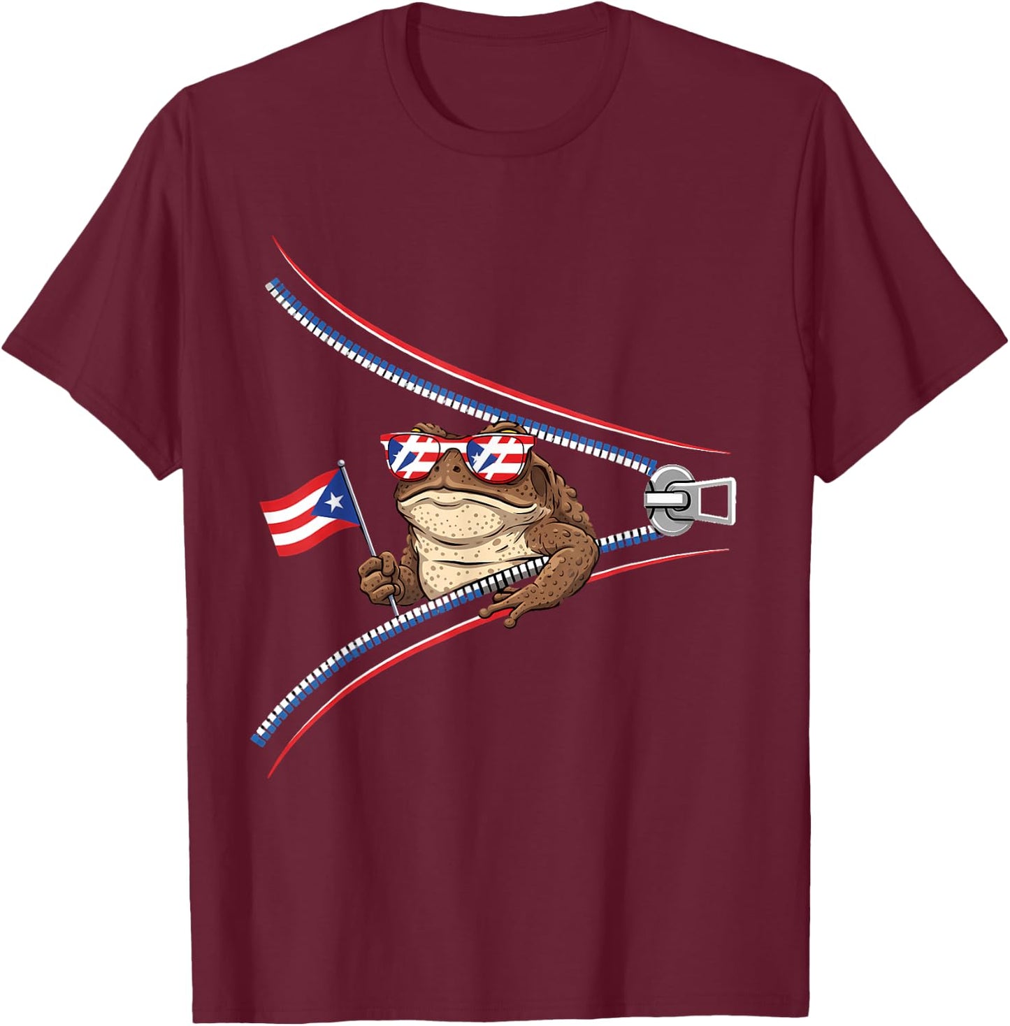 Coqui Frog Puerto Rico Flag Puerto Rican Taino Boricua T-Shirt - T-Shirt | Maroon