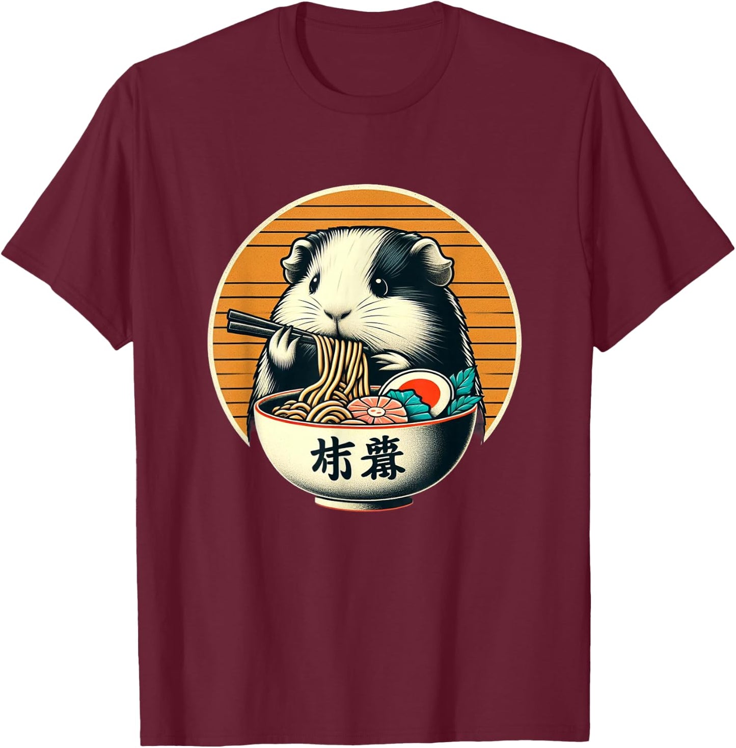 Guinea Pig Ramen Kawaii Neko Japanese Noodles Aesthetic T-Shirt - T-Shirt | Maroon