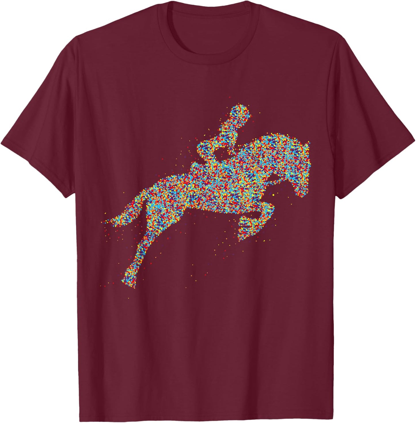 Süße Pferdesport & Pferdeliebhaber Geschenke Damen & Mädchen Frauen Reiterin Pferd Schwarz Klein Crew-Ausschnitt Kurzarm Pull-On Klassische Passform 100% Polyester T-Shirt - T-Shirt | Maroon