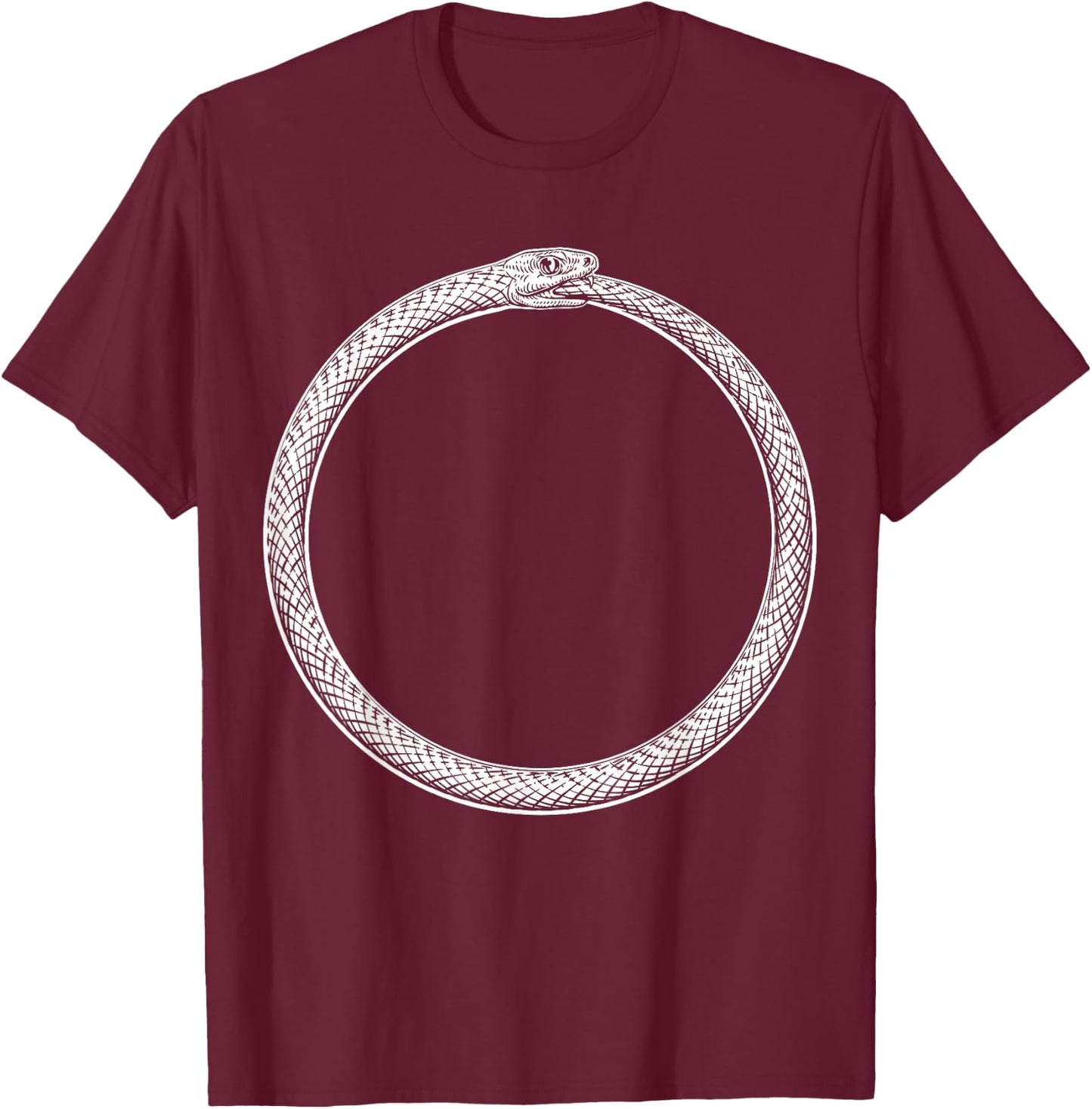 Ouroboros Uroboros Snake Vintage Woodcut T-Shirt - T-Shirt | Maroon