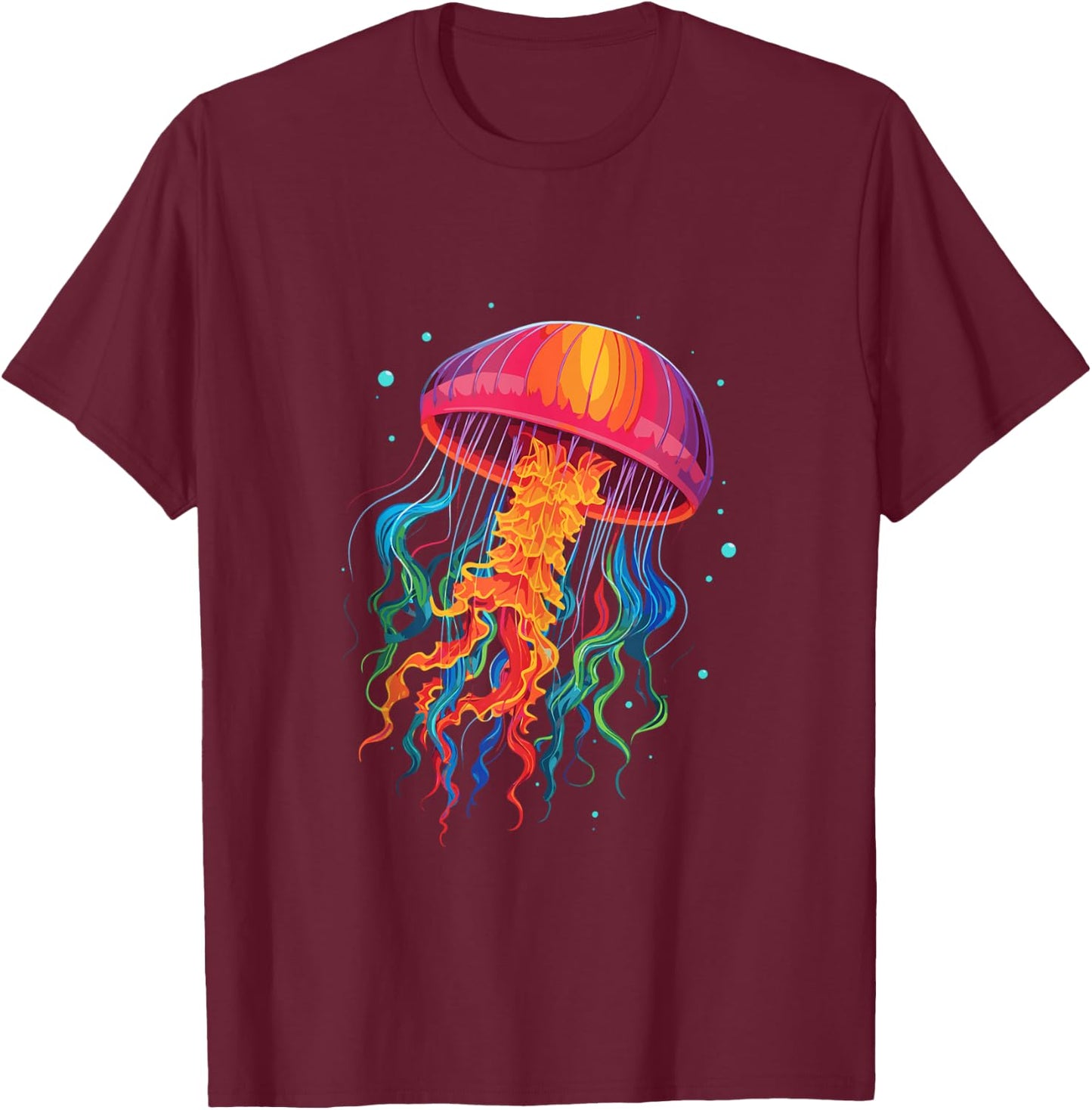 Jellyfish Ocean Animal Scuba Diving Rainbow Jelly Fish T-Shirt - T-Shirt | Maroon