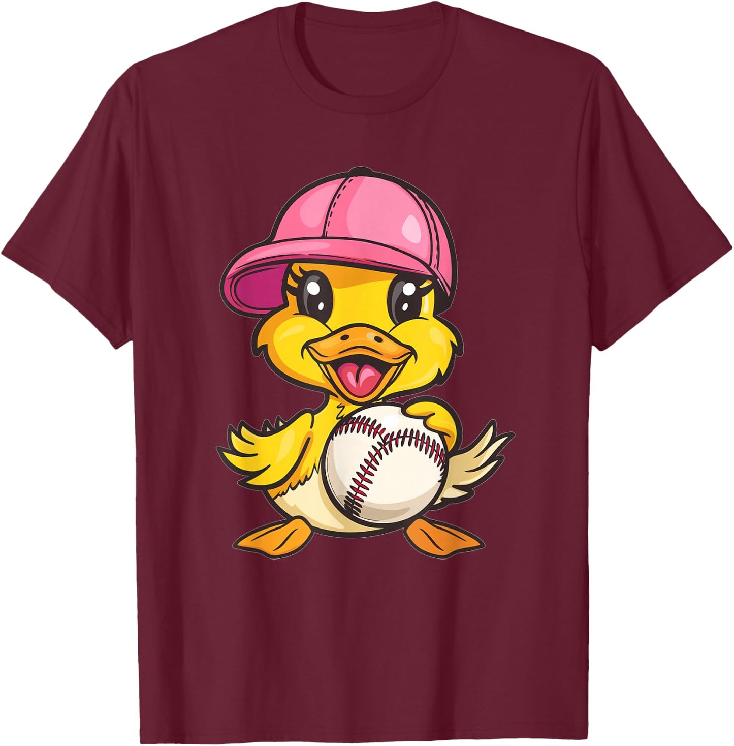 Cute Baseball Duck T-Shirt - T-Shirt | Maroon