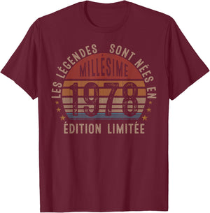 Vintage 1978 Gift Man 47 Years Birthday T-Shirt - T-Shirt | Maroon