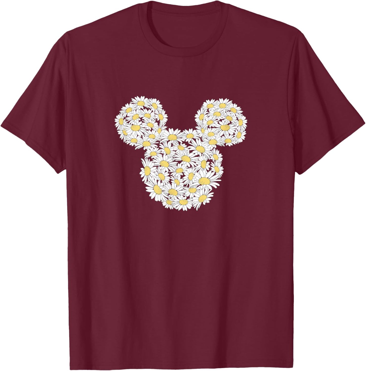 Disney Mickey And Friends Wildflower Daisy Fill Mickey Ears T-Shirt - T-Shirt | Maroon