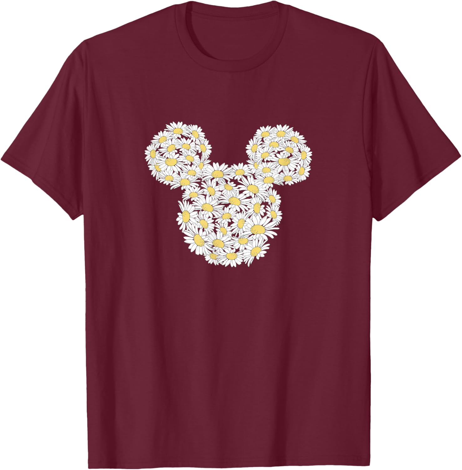 Disney Mickey And Friends Wildflower Daisy Fill Mickey Ears T-Shirt - T-Shirt | Maroon
