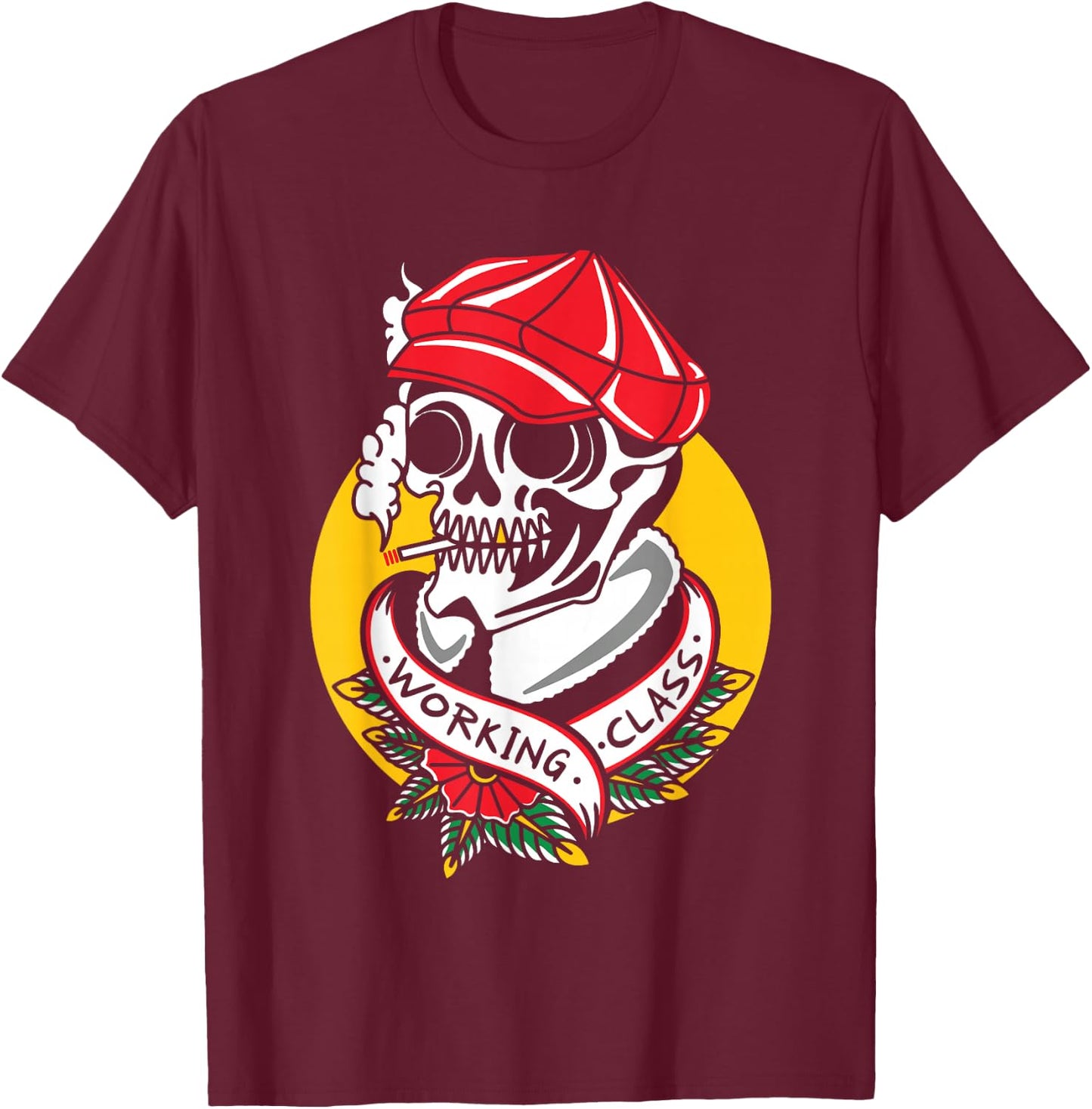 Working Class Ink Addict Inked Traditional Tattoo Flash T-Shirt - T-Shirt | Maroon
