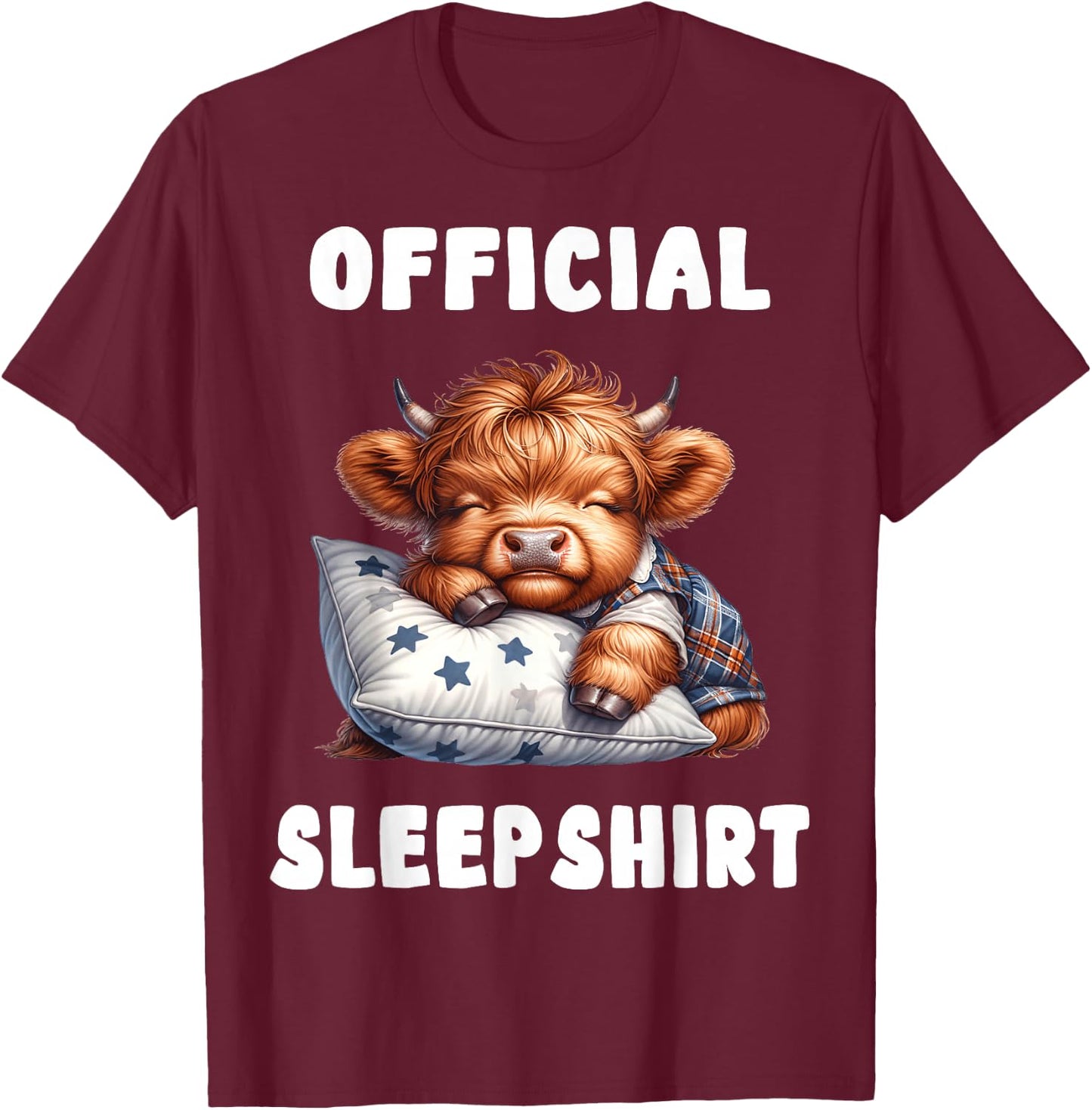 Highland_cow - Official Sleepshirt Pajamas Nightgown T-Shirt - T-Shirt | Maroon
