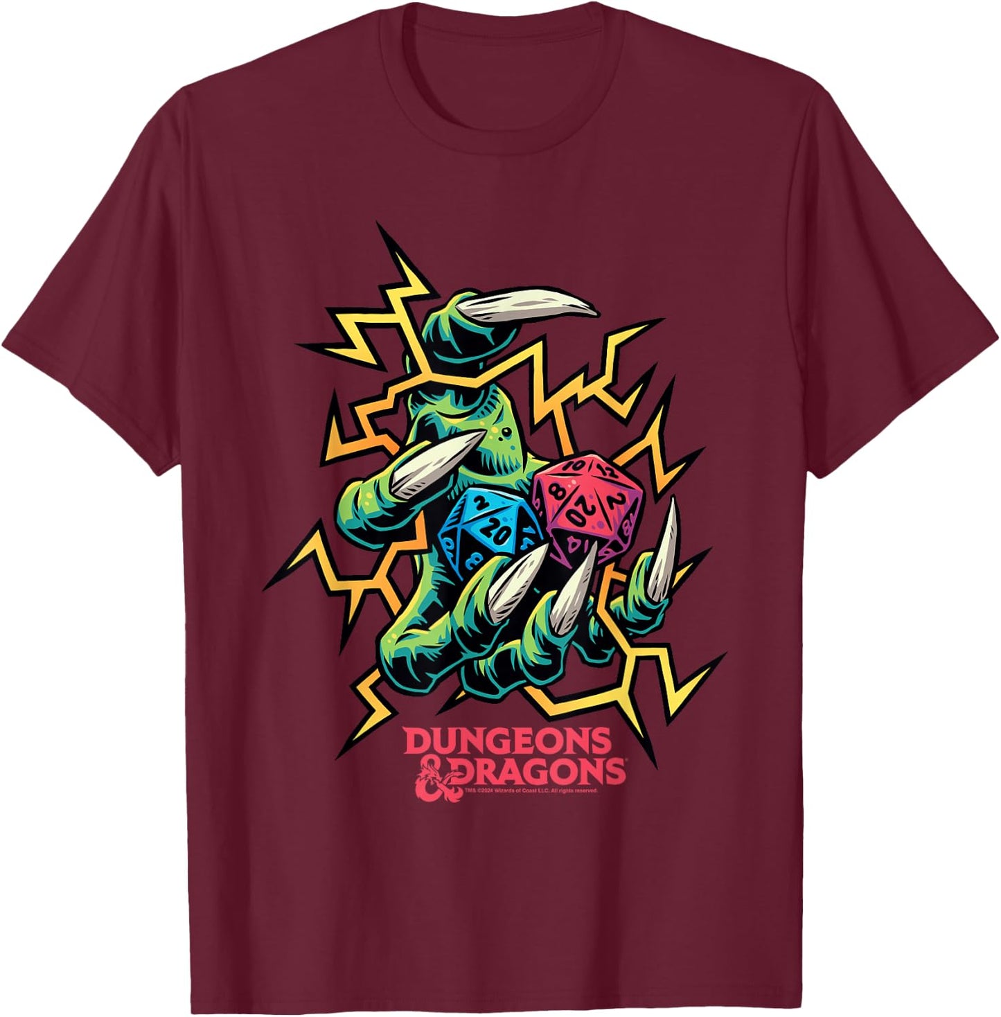 Dragon Claws Dungeons and Dragons , Black, S T-Shirt - T-Shirt | Maroon