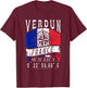 Verdun France Flag GPS Coordinates of Verdun , Black, S T-Shirt - T-Shirt | Maroon