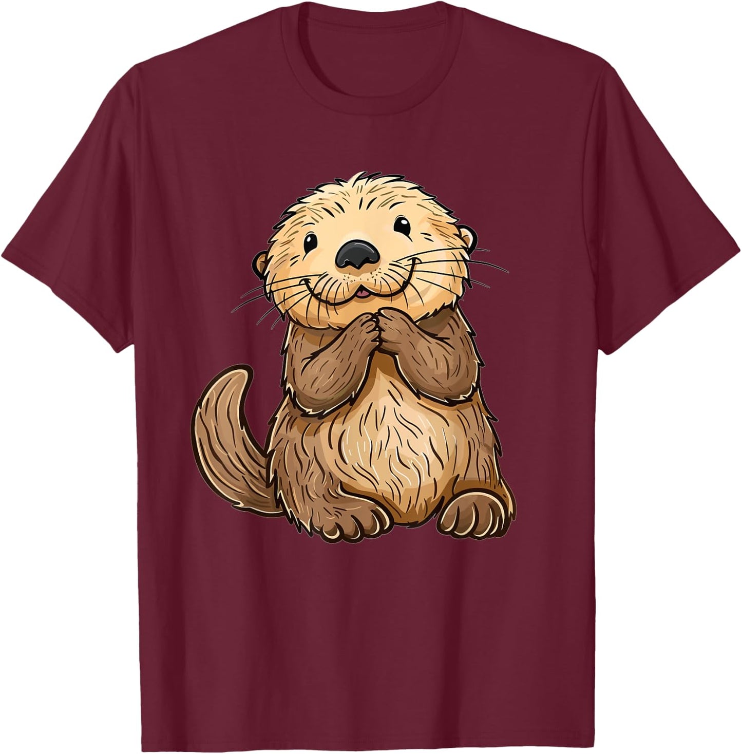 Cute Sea Otter I Kids Sea Otter T-Shirt - T-Shirt | Maroon