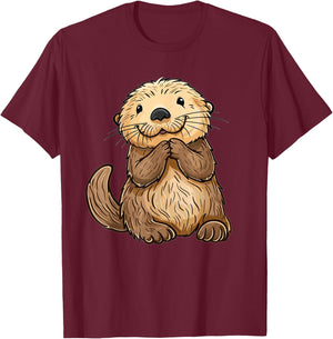 Cute Sea Otter I Kids Sea Otter T-Shirt - T-Shirt | Maroon