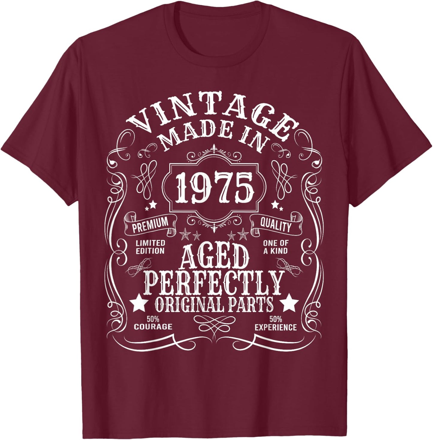51st Birthday Man Woman 51 Years Decoration 1975 Gift Funny T-Shirt - T-Shirt | Maroon