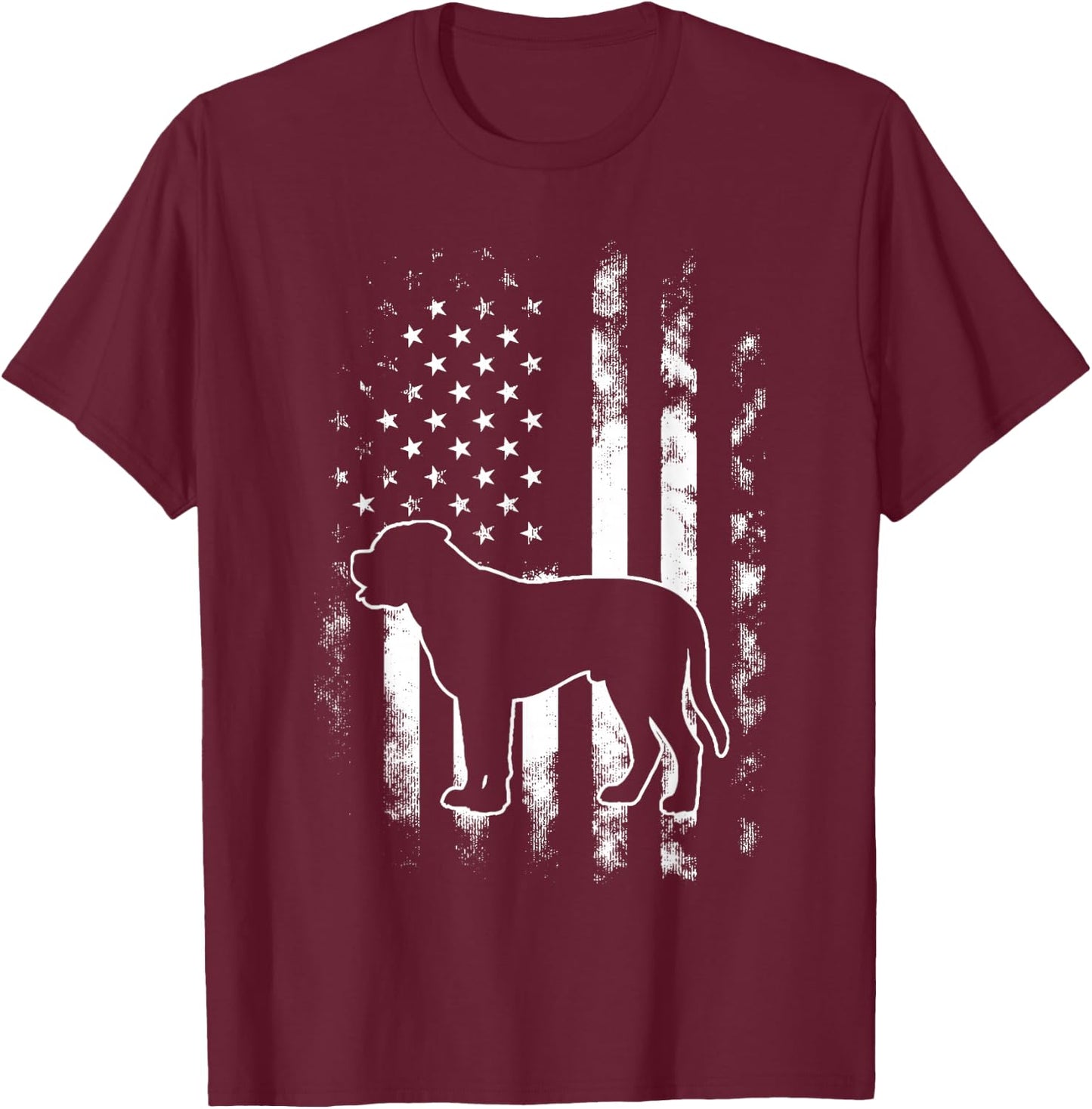 American US Flag Bull Mastiff T-Shirt - T-Shirt | Maroon