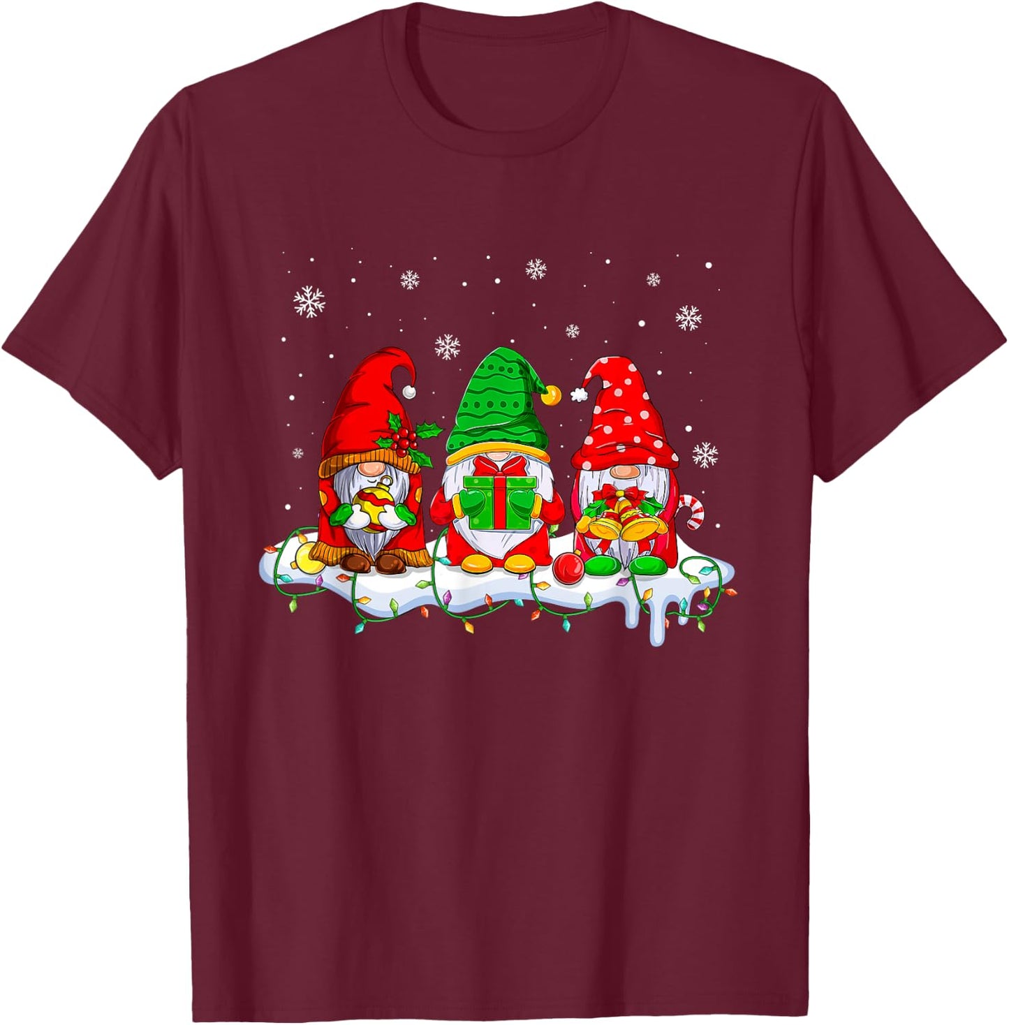 Gnomes Christmas Funny Xmas Pajamas Family Matching Gnomes T-Shirt - T-Shirt | Maroon