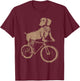 Dachshund on a Bicycle - Dachshund Riding A Bicycle T-Shirt - T-Shirt | Maroon