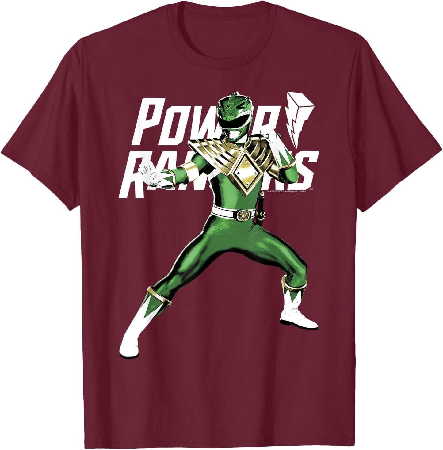 Power Rangers Green Ranger Karate Action Pose Logo T-Shirt - T-Shirt | Maroon
