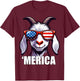 Merica Goat Funny American Patriotic USA 4th of July Animals T-Shirt - T-Shirt | Maroon