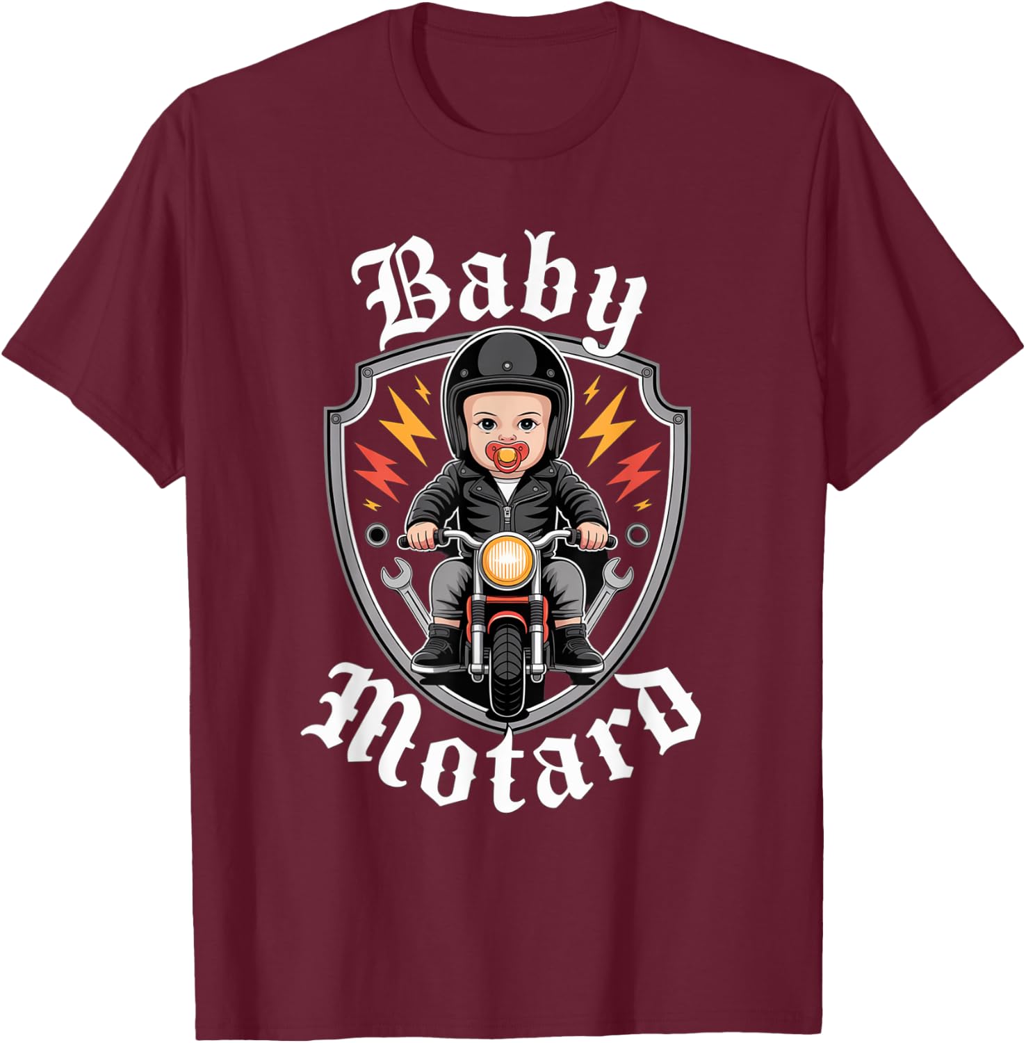 Baby Biker Gift Motorcycle for Young License Humour Biker , Black, S T-Shirt - T-Shirt | Maroon