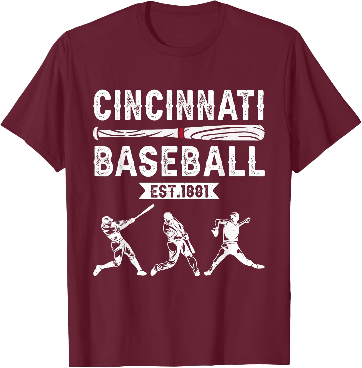 Cincinnati Vintage Baseball Lover Women T-Shirt - T-Shirt | Maroon