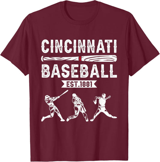 Cincinnati Vintage Baseball Lover Women T-Shirt - T-Shirt | Maroon