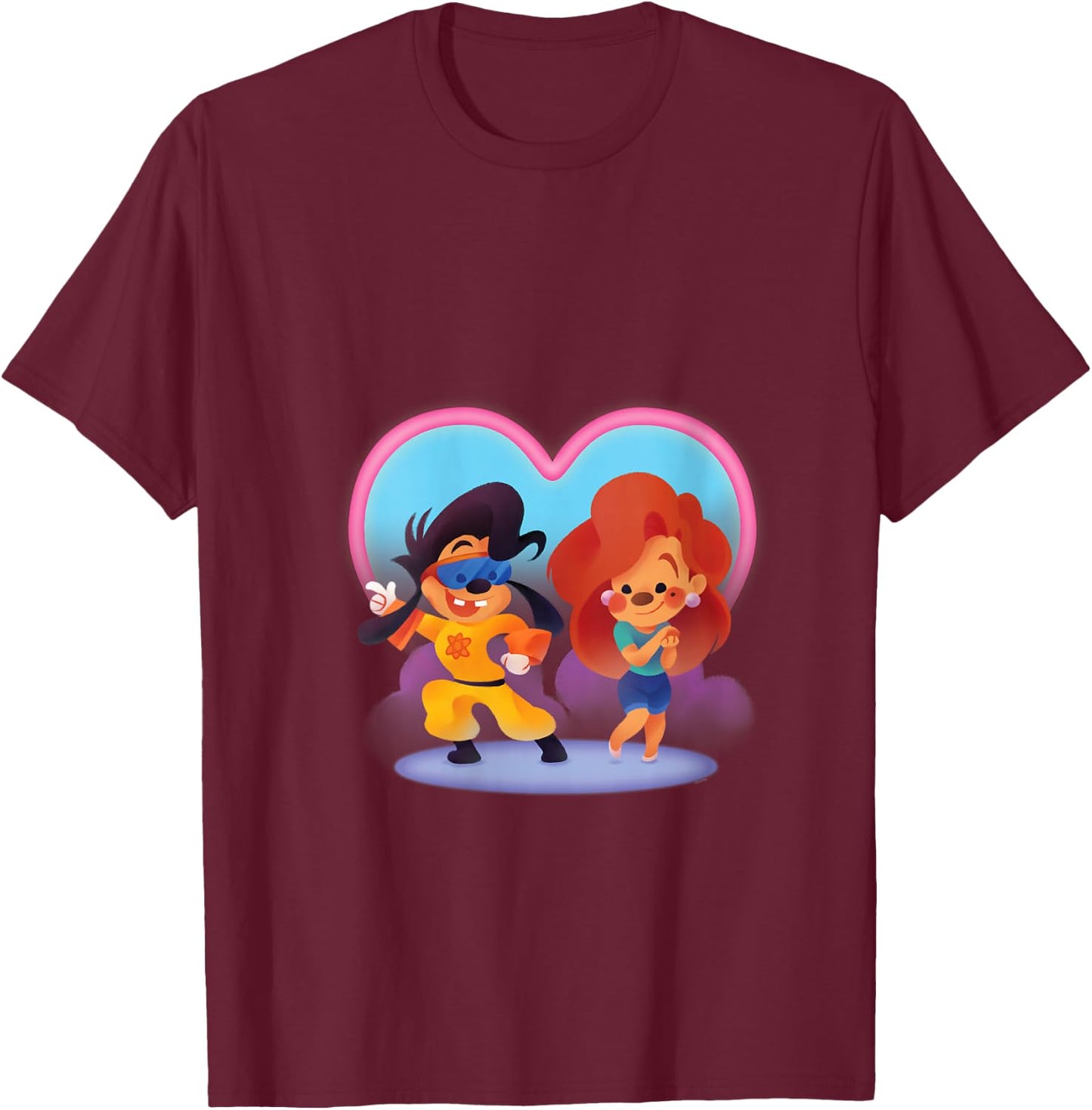 Disney A Goofy Movie Cute Valentine’s Day Max & Roxanne V-Neck T-Shirt - T-Shirt | Maroon