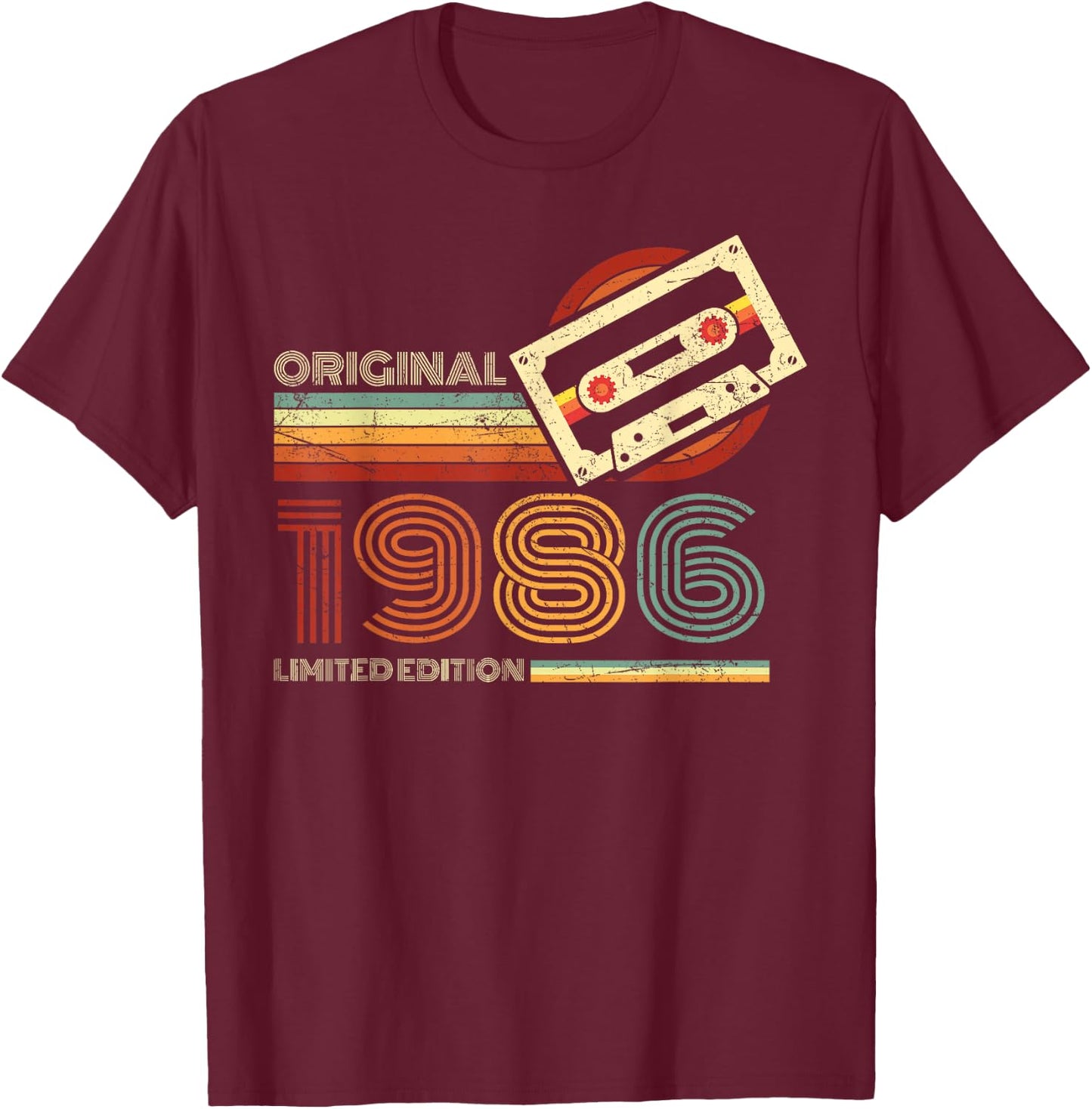 Jahrgang 1986 Retro Geburtstagsshirt zum 40. Geburtstag T-Shirt - T-Shirt | Maroon