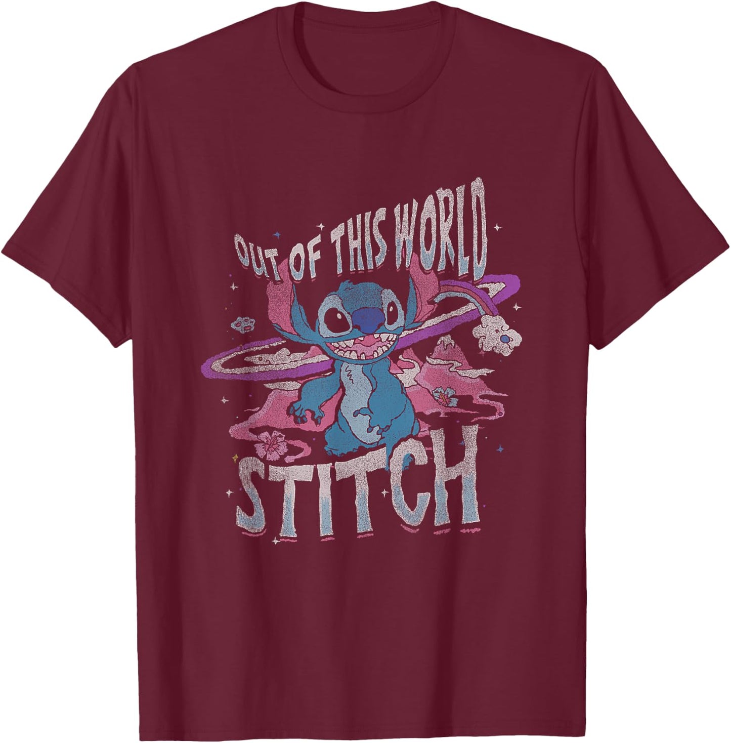 Disney Lilo & Stitch Out Of This World Vintage Stitch T-Shirt - T-Shirt | Maroon
