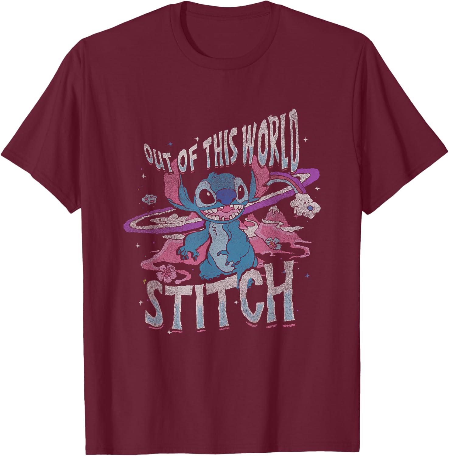 Disney Lilo & Stitch Out Of This World Vintage Stitch T-Shirt - T-Shirt | Maroon