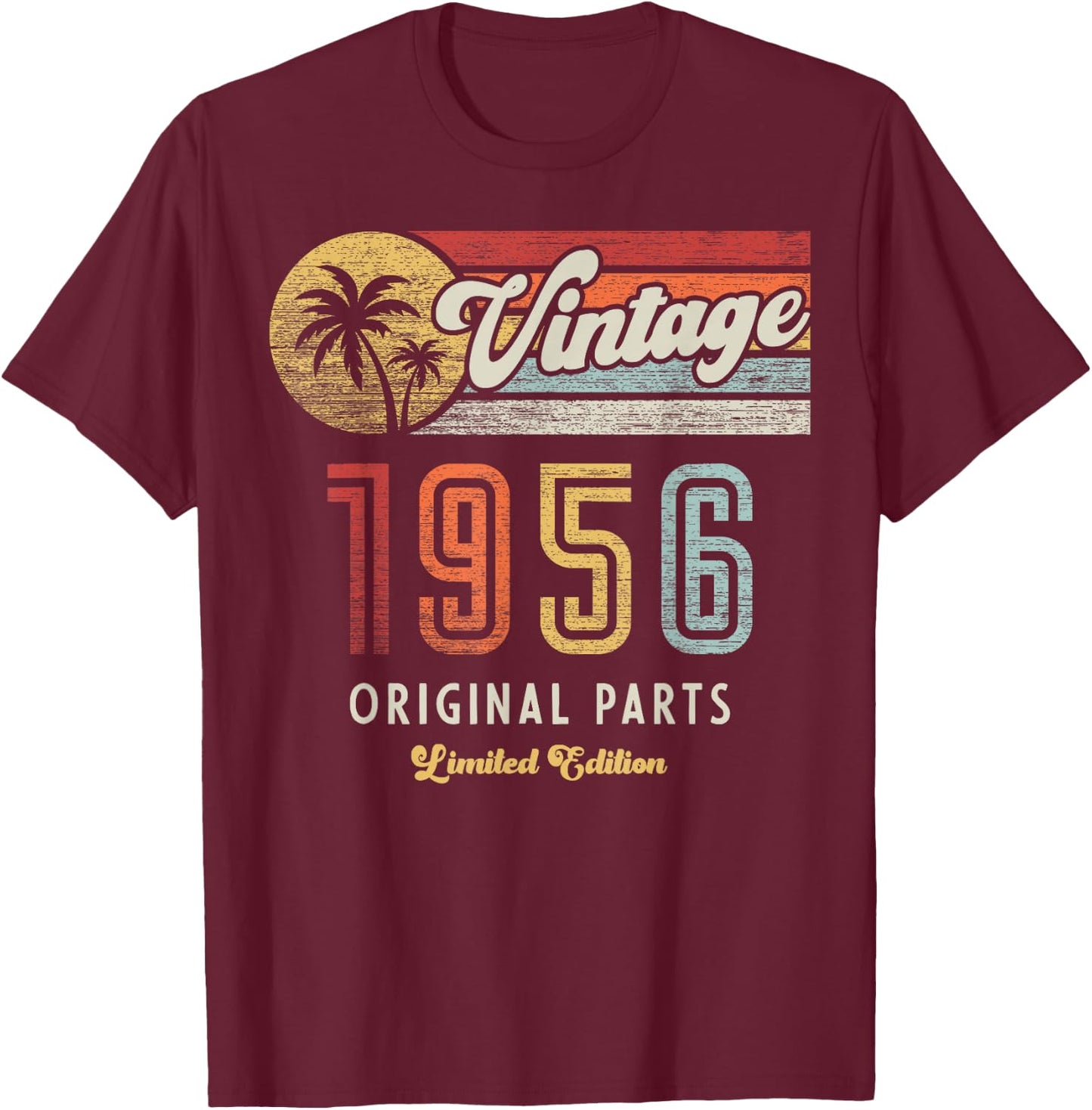 Vintage 1956 Original Pieces Fins 69th Anniversary T-Shirt - T-Shirt | Maroon