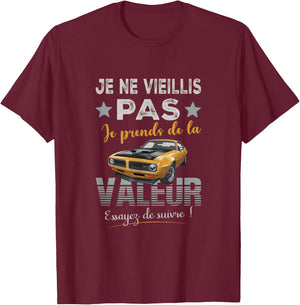 Car Collection Quote Funny Man Vintage Automobile , Black, S T-Shirt - T-Shirt | Maroon