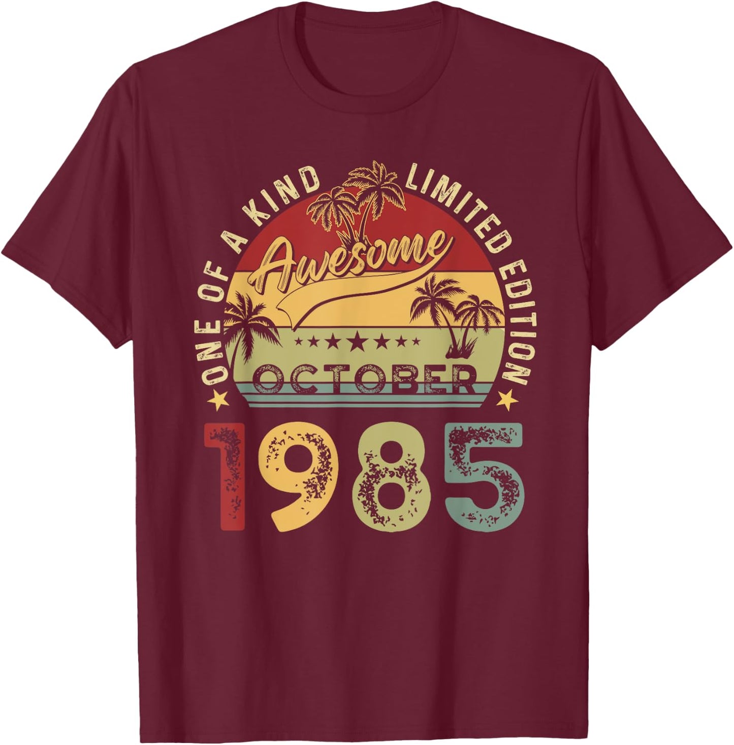 Awesome Since October 1985 Vintage Birthday Gift Men Women T-Shirt - T-Shirt | Maroon