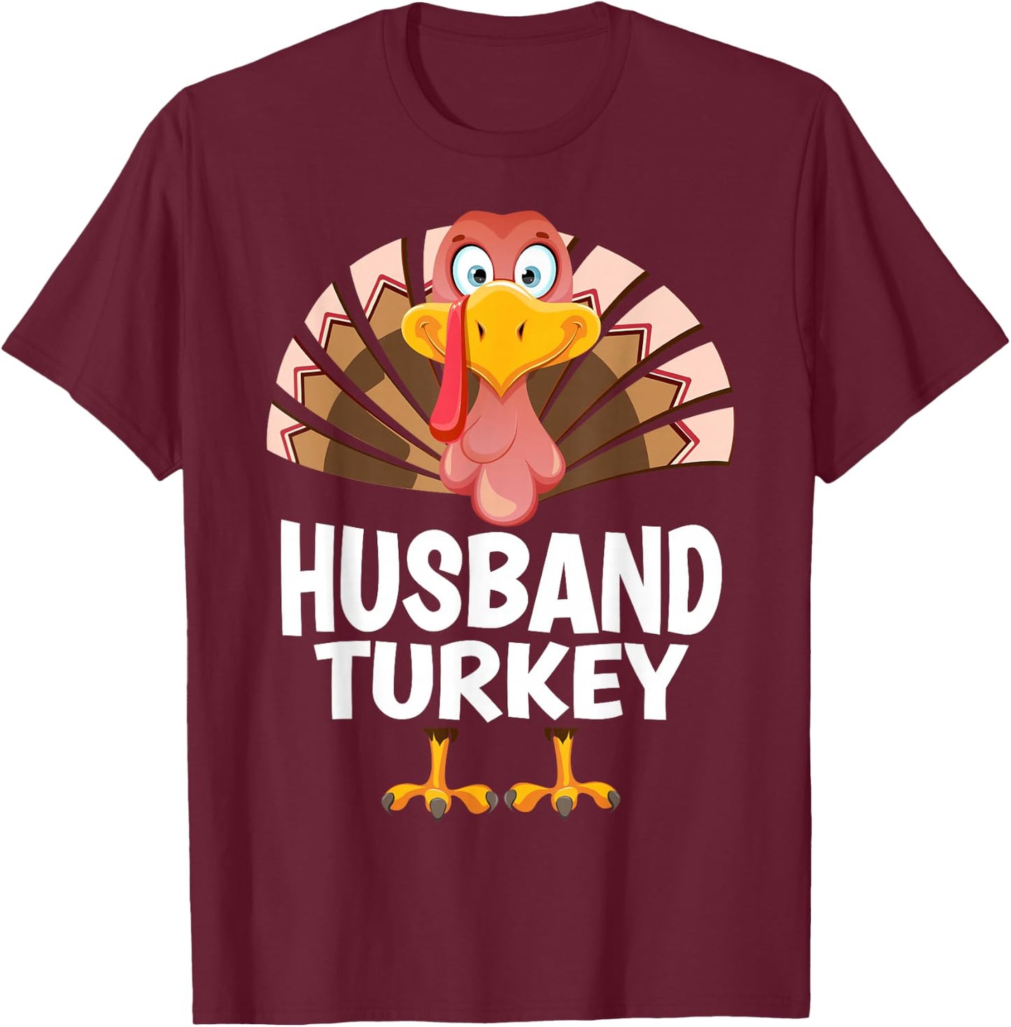 Thanksgiving Husband Turkey Matching Pajama T-Shirt - T-Shirt | Maroon