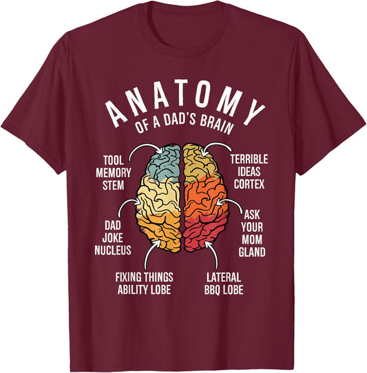 Anatomy of a Dad's Brain Funny Dad Family Humor Father's Day T-Shirt - T-Shirt | Maroon