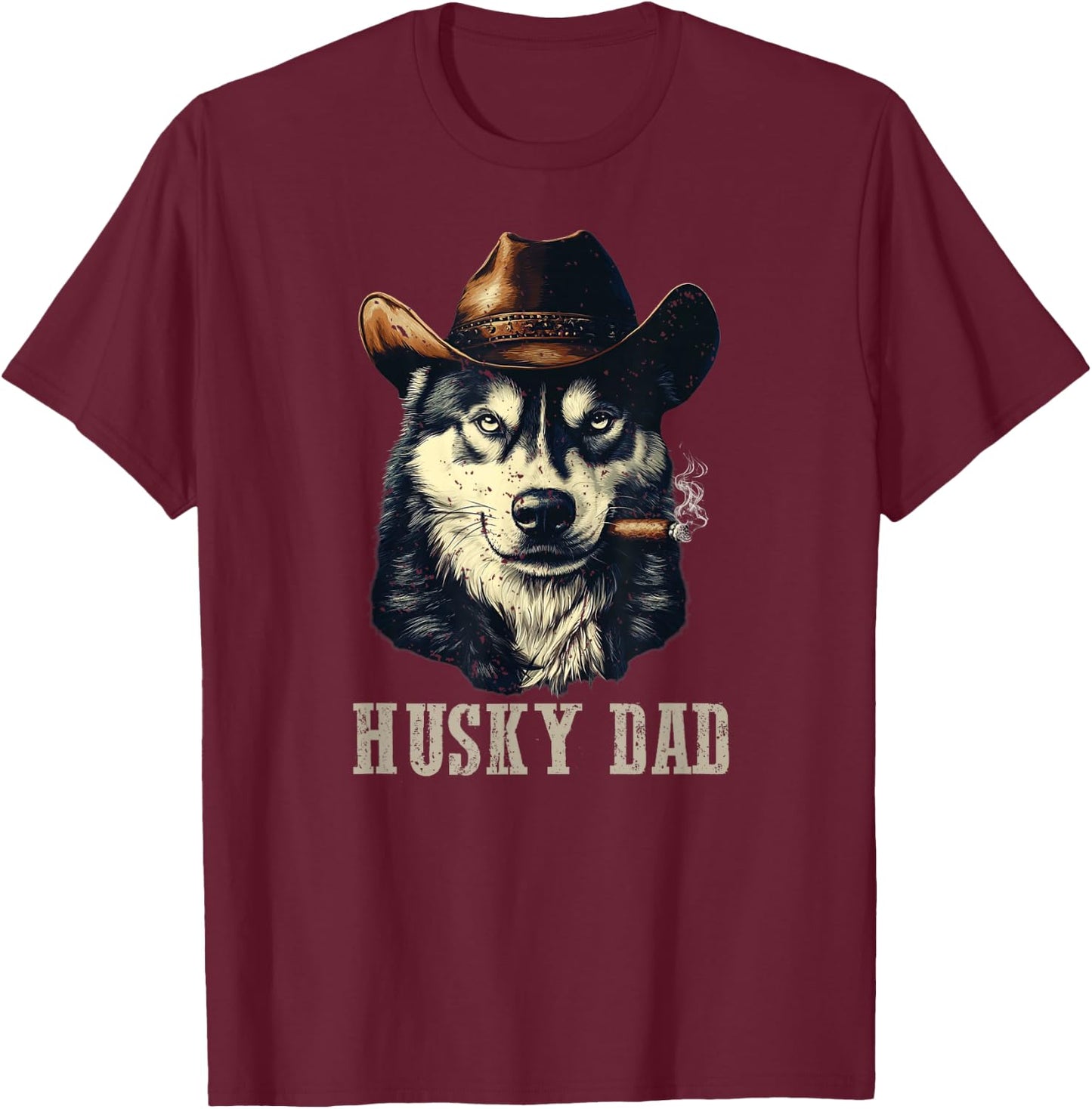 Husky Dog Vintage Best Husky Dad Father's Day T-Shirt - T-Shirt | Maroon