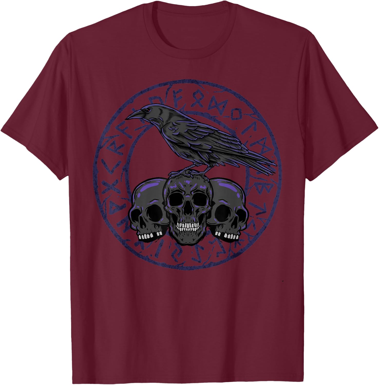Gothic Crows Nordic Mythology Emo Viking Ravens T-Shirt - T-Shirt | Maroon