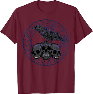 Gothic Crows Nordic Mythology Emo Viking Ravens T-Shirt - T-Shirt | Maroon