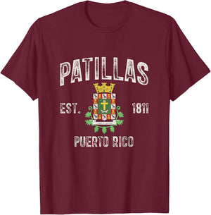 Patillas City In Puerto Rico Est 1811, Patillas Armorial T-Shirt - T-Shirt | Maroon
