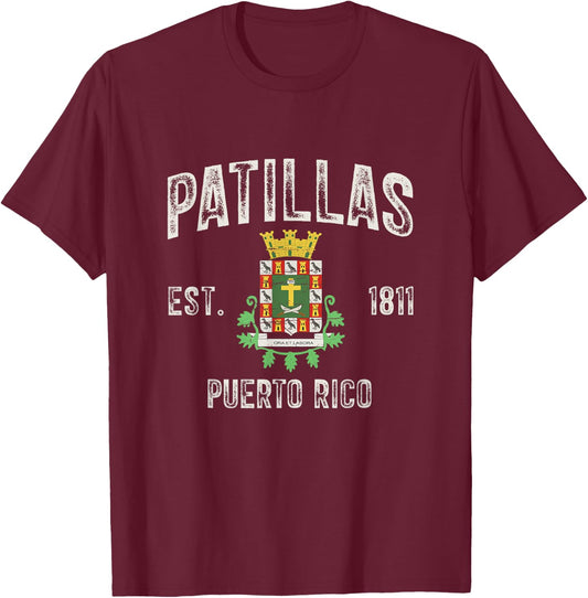 Patillas City In Puerto Rico Est 1811, Patillas Armorial T-Shirt - T-Shirt | Maroon