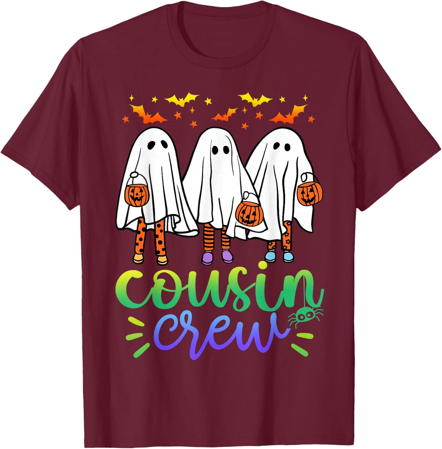 Boo Cousin Crew Halloween Ghost Trick Treat Squad Matching T-Shirt - T-Shirt | Maroon