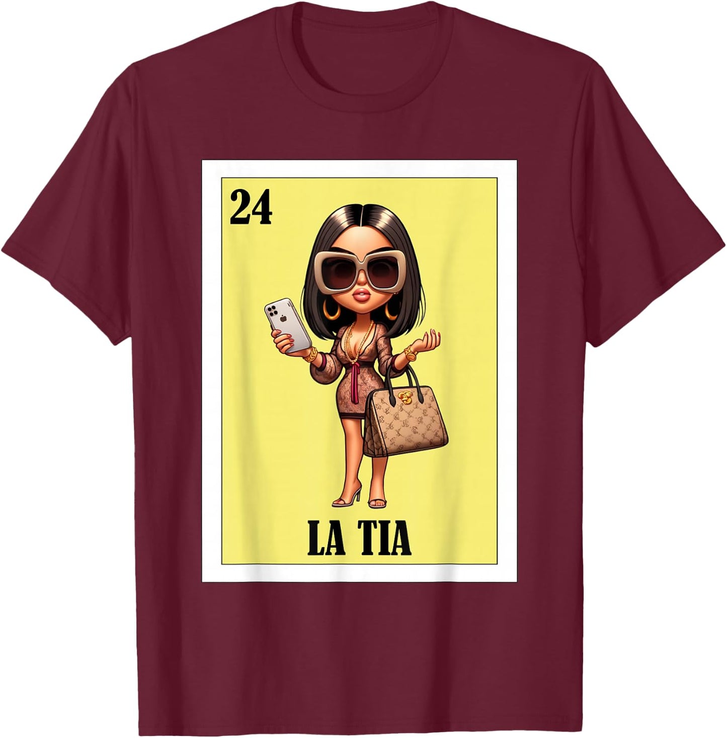 Funny Mexican Design for Aunt Fresa Version - La Tia T-Shirt - T-Shirt | Maroon