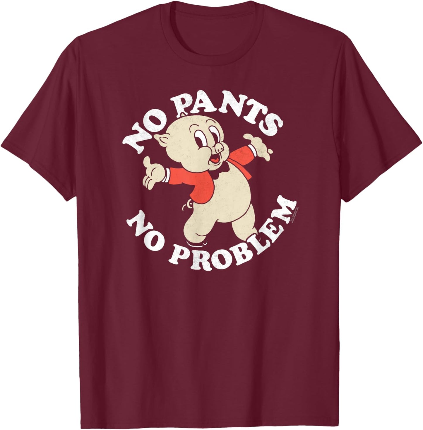 Looney Tunes Porky Pig No Pants T-Shirt - T-Shirt | Maroon